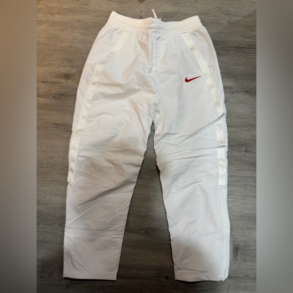 Nike White Pants with Red Swoosh